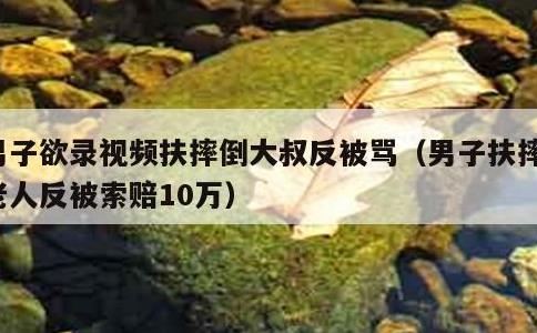 男子欲录视频扶摔倒大叔反被骂，男子扶摔倒老人反被索赔10万