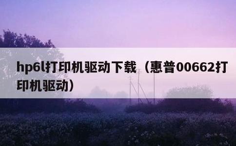 hp6l打印机驱动下载，惠普00662打印机驱动