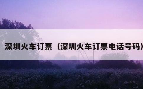 深圳火车订票，深圳火车订票电话号码