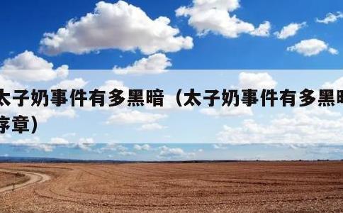 太子奶事件有多黑暗,太子奶事件有多黑暗 序章