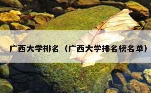 广西大学排名，广西大学排名榜名单