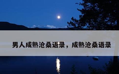 男人成熟沧桑语录，成熟沧桑语录