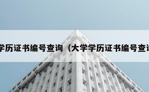 学历证书编号查询，大学学历证书编号查询