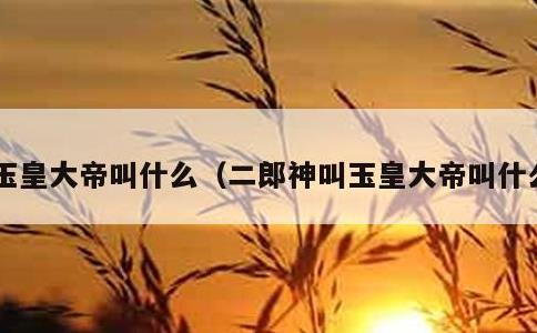 玉皇大帝叫什么，二郎神叫玉皇大帝叫什么