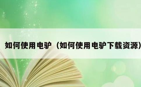 如何使用电驴，如何使用电驴下载资源