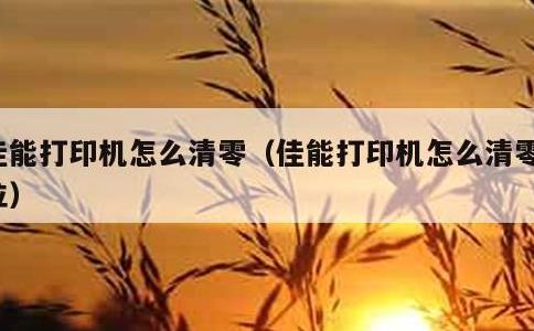 佳能打印机怎么清零，佳能打印机怎么清零复位