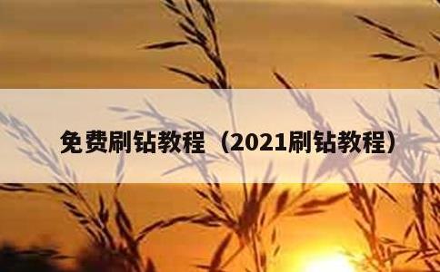 免费刷钻教程，2021刷钻教程