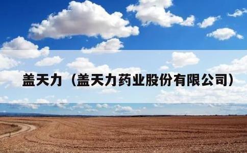 盖天力，盖天力药业股份有限公司