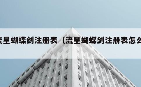 流星蝴蝶剑注册表，流星蝴蝶剑注册表怎么用