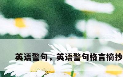 英语警句，英语警句格言摘抄大全