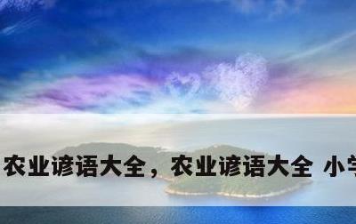 农业谚语大全，农业谚语大全 小学六年级