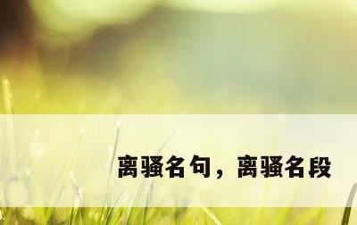 离骚名句，离骚名段