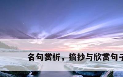 名句赏析，摘抄与欣赏句子