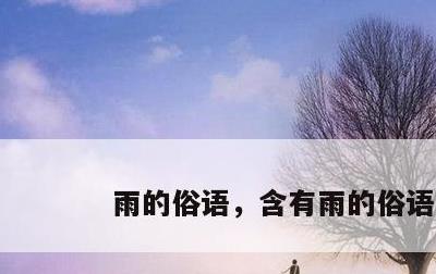 雨的俗语，含有雨的俗语