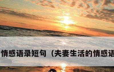 情感语录短句，夫妻生活的情感语录短句