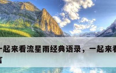 一起来看流星雨经典语录，一起来看流星雨名言