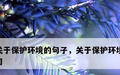 关于保护环境的句子，关于保护环境的名言名句