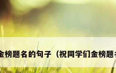 金榜题名的句子，祝同学们金榜题名的句子