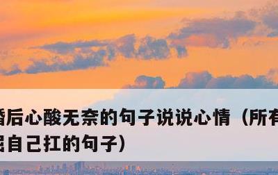 婚后心酸无奈的句子说说心情，所有的心酸委屈自己扛的句子