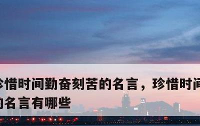 珍惜时间勤奋刻苦的名言，珍惜时间勤奋刻苦的名言有哪些