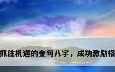抓住机遇的金句八字，成功激励格言100句
