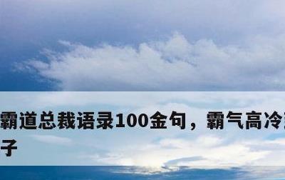 霸道总裁语录100金句，霸气高冷到爆的句子