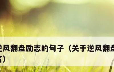逆风翻盘励志的句子，关于逆风翻盘的励志名言