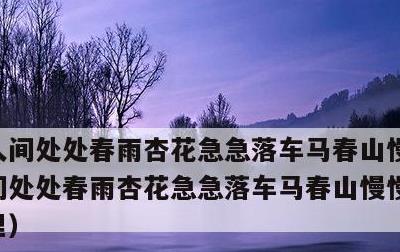 人间处处春雨杏花急急落车马春山慢慢行，人间处处春雨杏花急急落车马春山慢慢行出自哪里