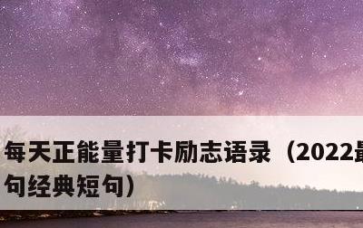 每天正能量打卡励志语录，2022最火励志句经典短句