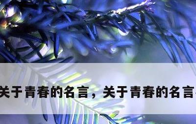 关于青春的名言，关于青春的名言名句摘抄