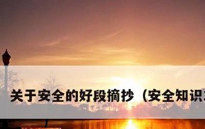 关于安全的好段摘抄，安全知识100条