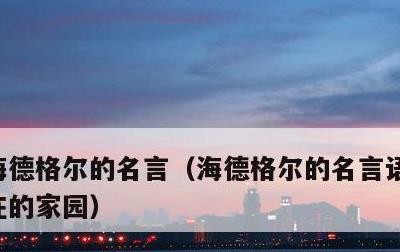 海德格尔的名言，海德格尔的名言语言是人存在的家园