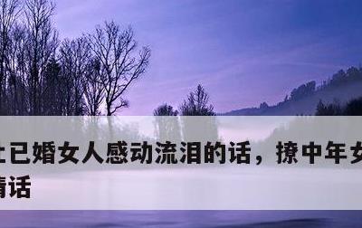 让已婚女人感动流泪的话，撩中年女人暖心的情话