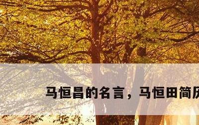 马恒昌的名言，马恒田简历