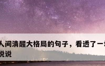 人间清醒大格局的句子，看透了一切,扎心的说说