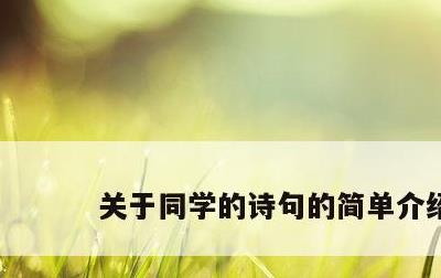 关于同学的诗句的简单介绍