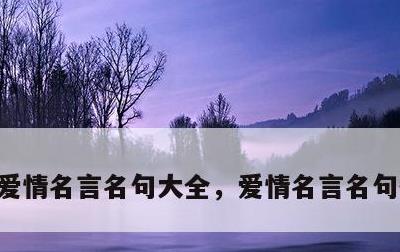 爱情名言名句大全，爱情名言名句优美句子