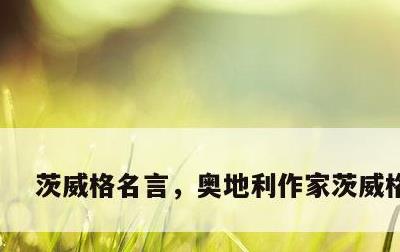茨威格名言，奥地利作家茨威格名言