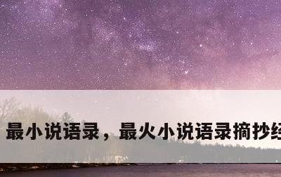 最小说语录，最火小说语录摘抄经典简短