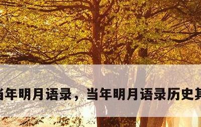 当年明月语录，当年明月语录历史其实很精彩