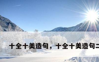 十全十美造句,十全十美造句二年级