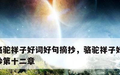 骆驼祥子好词好句摘抄，骆驼祥子好词好句摘抄第十二章