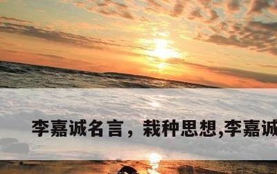 李嘉诚名言，栽种思想,李嘉诚名言