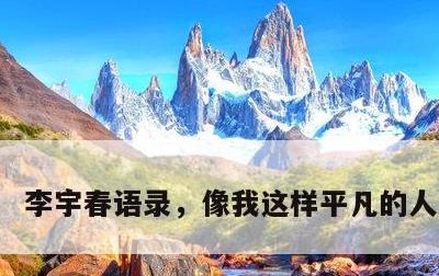 李宇春语录，像我这样平凡的人毛不易