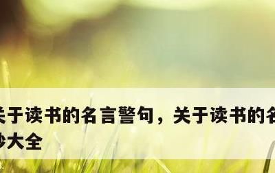 关于读书的名言警句，关于读书的名言警句摘抄大全