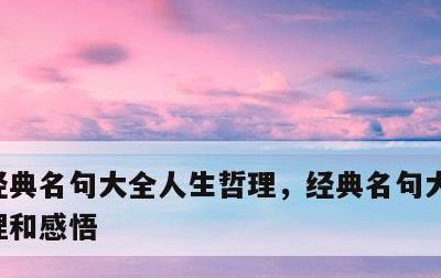经典名句大全人生哲理，经典名句大全人生哲理和感悟