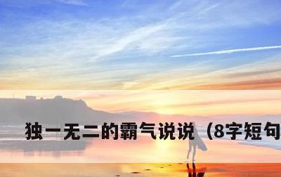 独一无二的霸气说说，8字短句高冷