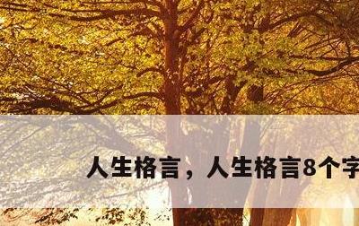 人生格言，人生格言8个字