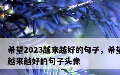 希望2023越来越好的句子，希望2023越来越好的句子头像