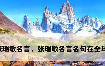张瑞敏名言，张瑞敏名言名句在全球化的时代